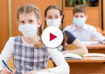 Students in masks in classroom
